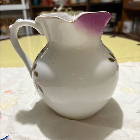 Vintage Floral Ceramic Pitcher with Pink and Blue Design - Picture 3 of 9